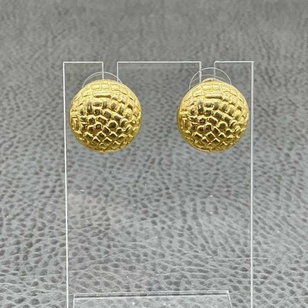 J.G. Hooks Earrings Gold Tone Textured Dome Button Stud Round Pierced Posts